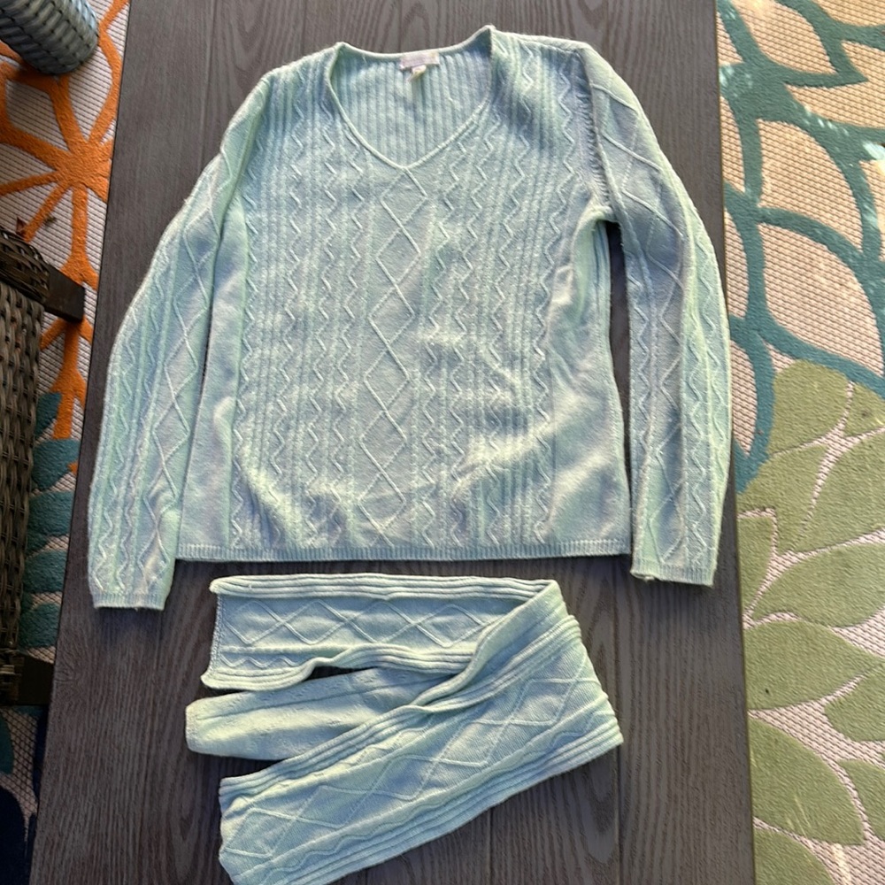 Charter Club Embellished Beaded Sweater & Scarf Set
